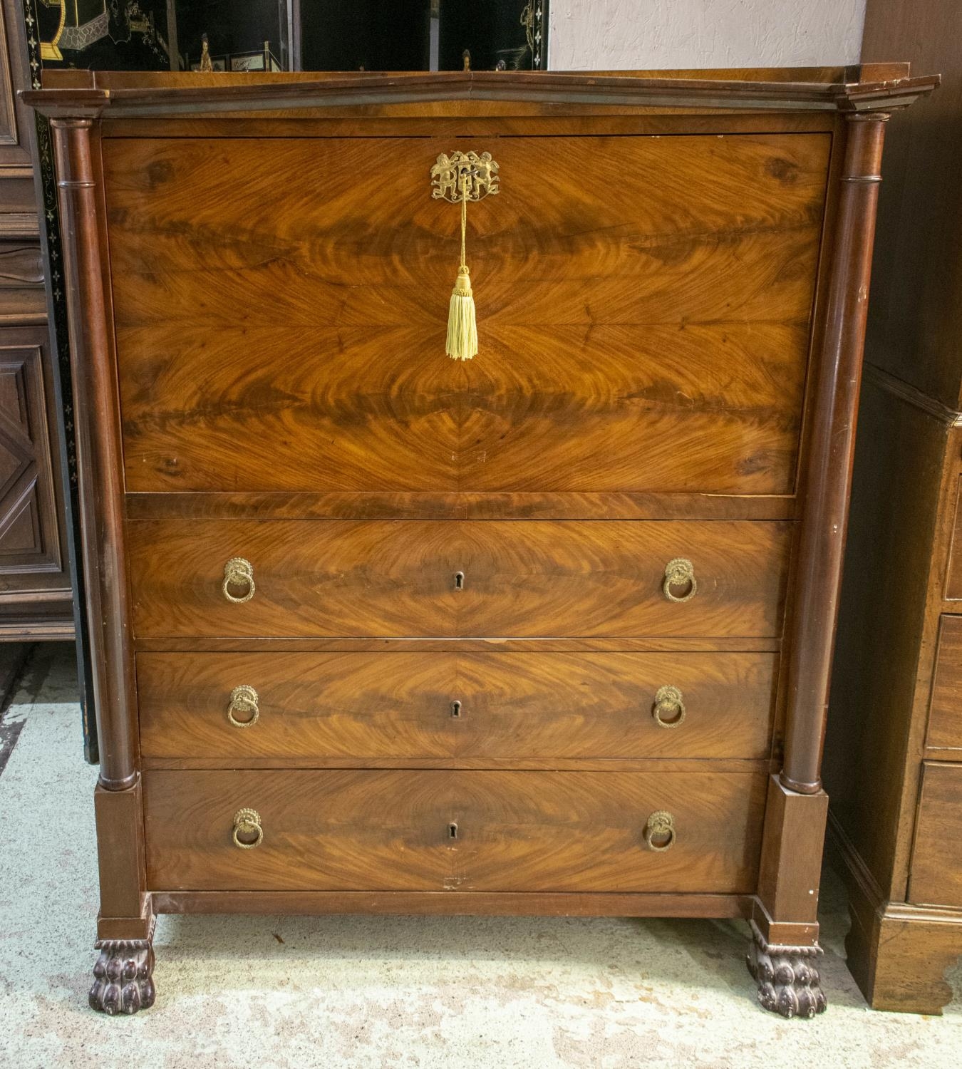 SECRETAIRE, 133cm H x 114cm x 56cm, 19th century Swedish mahogany with fall front, fitted interior - Image 2 of 8