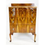 CHEST, 111cm H x 80cm x 50cm, Art Deco walnut with four drawers.