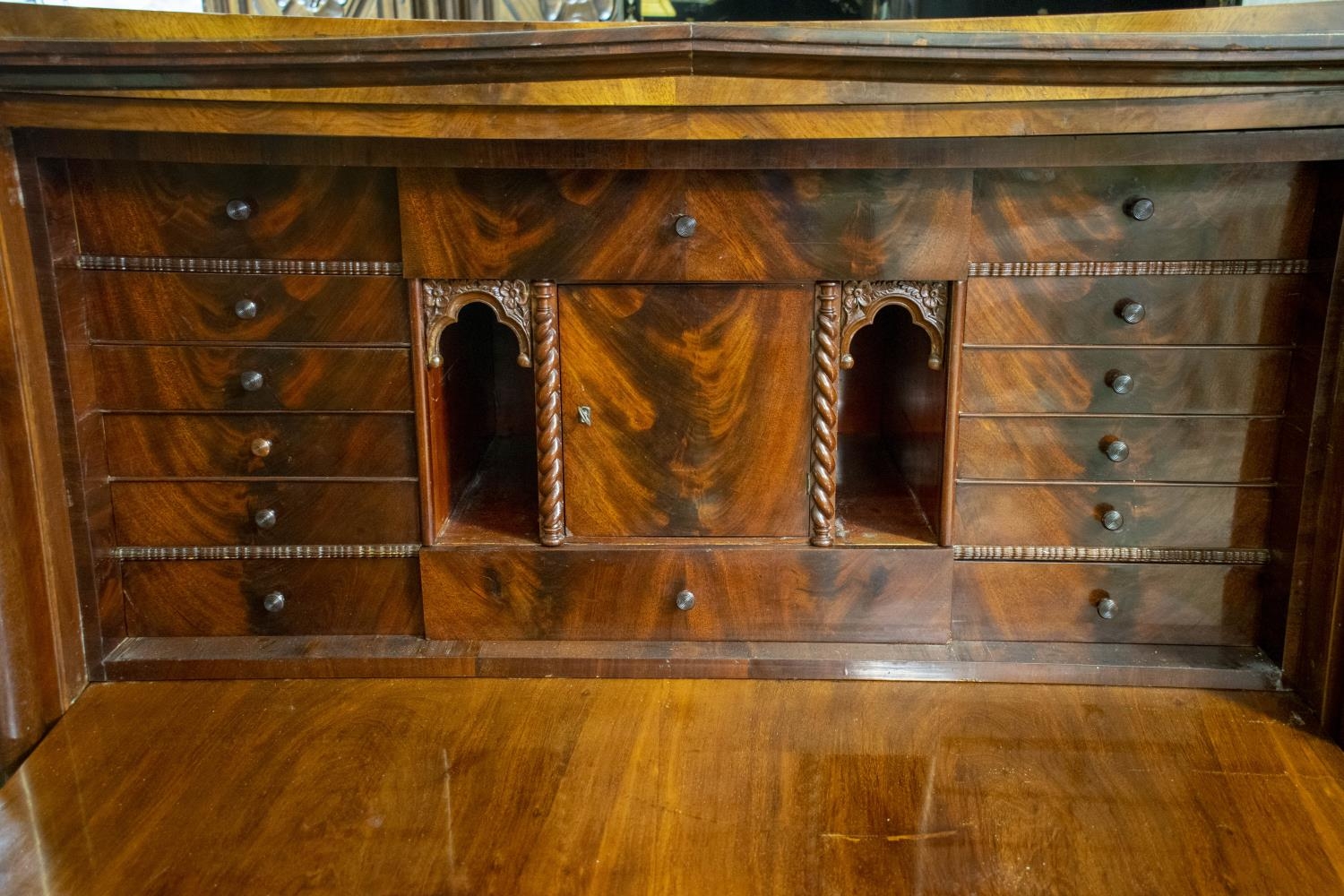 SECRETAIRE, 133cm H x 114cm x 56cm, 19th century Swedish mahogany with fall front, fitted interior - Image 4 of 8