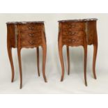 TABLES DE NUIT, a pair, French Louis XV style Kingwood, three drawers, gilt metal mounts and