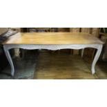FARMHOUSE TABLE, 76cm H x 194cmx 94cm, Louis XV style white painted with walnut top.