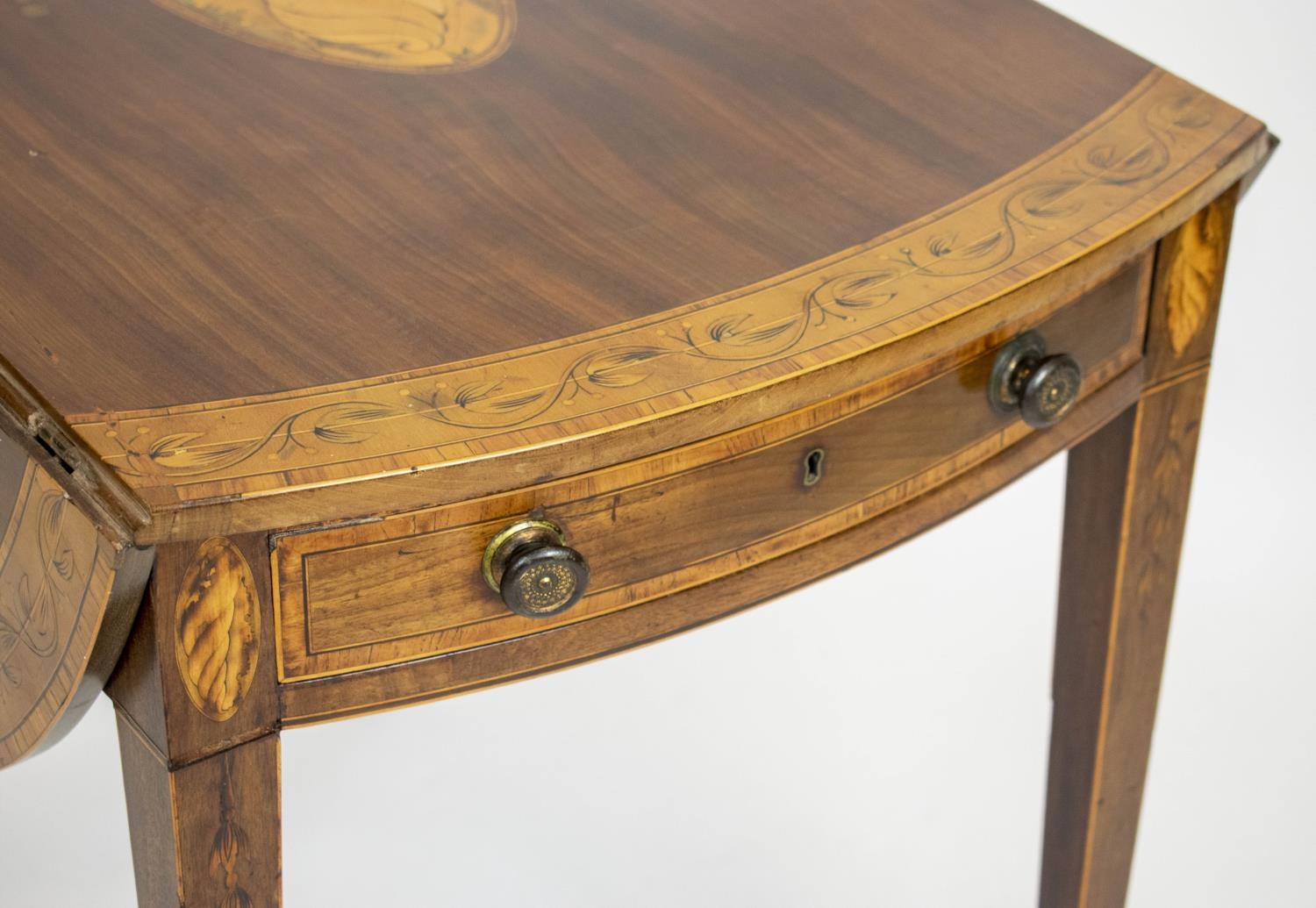 PEMBROKE TABLE, 70cm H x 48cm W x 76cm D, 97cm open, George III mahogany and marquetry, circa 1790 - Image 3 of 8