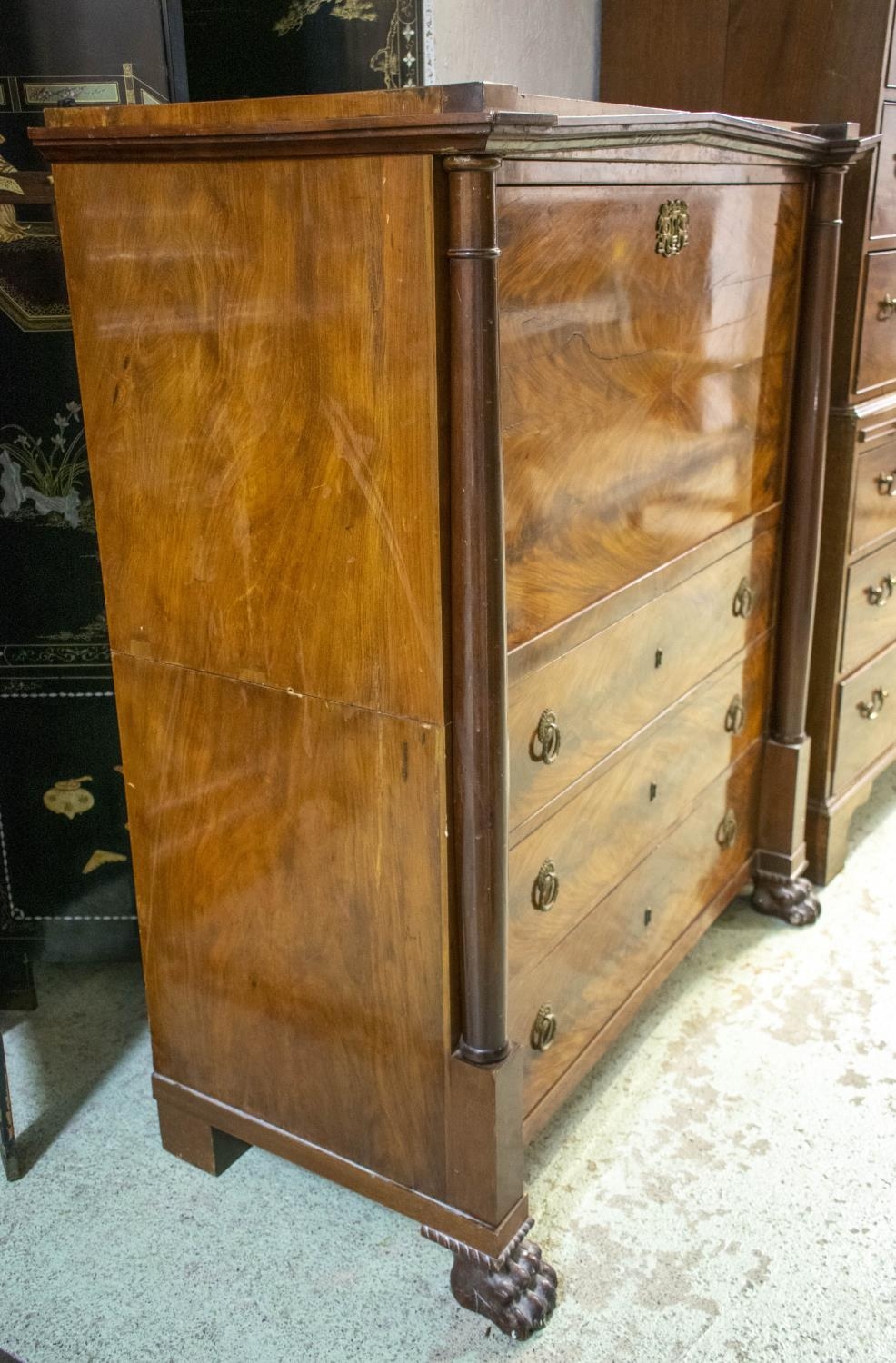 SECRETAIRE, 133cm H x 114cm x 56cm, 19th century Swedish mahogany with fall front, fitted interior - Image 3 of 8