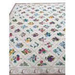 ENGLISH WOOLWORK TILE DESIGN CARPET, 260cm x 175cm.