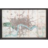 VINTAGE REPRODUCTION MAP OF LONDON, framed, 91cm x 133cm.