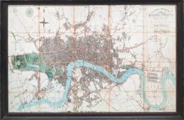 VINTAGE REPRODUCTION MAP OF LONDON, framed, 91cm x 133cm.