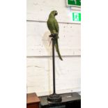 SCULPTURAL PARROT ON STAND, 119cm H, polychrome finish.