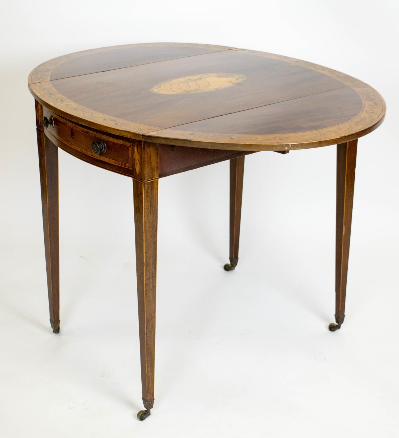 PEMBROKE TABLE, 70cm H x 48cm W x 76cm D, 97cm open, George III mahogany and marquetry, circa 1790 - Image 2 of 8