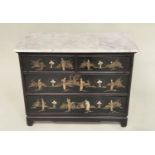 COMMODE, Chinese lacquered and gilt and stone chinoiserie decoration with two short and two long