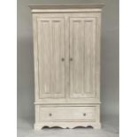 ARMOIRE, French style traditionally grey painted with two doors enclosing hanging space above