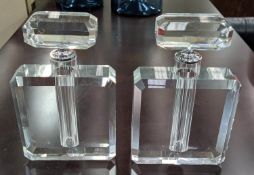 PERFUME BOTTLES, a pair, art deco style cut glass, 26cm H. (2)