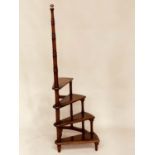 LIBRARY STEPS, Georgian design mahogany with four spiral gilt tooled leather trimmed steps, 154cm