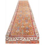 ANTIQUE PERSIAN BAKSHAISH RUNNER, 390cm x 99cm.