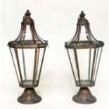 LANTERNS, a pair, octagonal metal framed and glazed, 75cm H. (2)