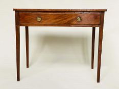 WRITING TABLE, George III period mahogany with line inlay and single full width frieze drawer.