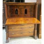 SECRETAIRE, 133cm H x 114cm x 56cm, 19th century Swedish mahogany with fall front, fitted interior