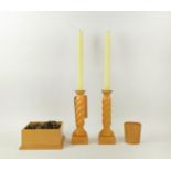 LINLEY SMALLS COLLECTION BY DAVID LINLEY, including two candle sticks, candle cup and box, 25cm at