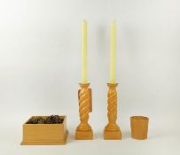 LINLEY SMALLS COLLECTION BY DAVID LINLEY, including two candle sticks, candle cup and box, 25cm at