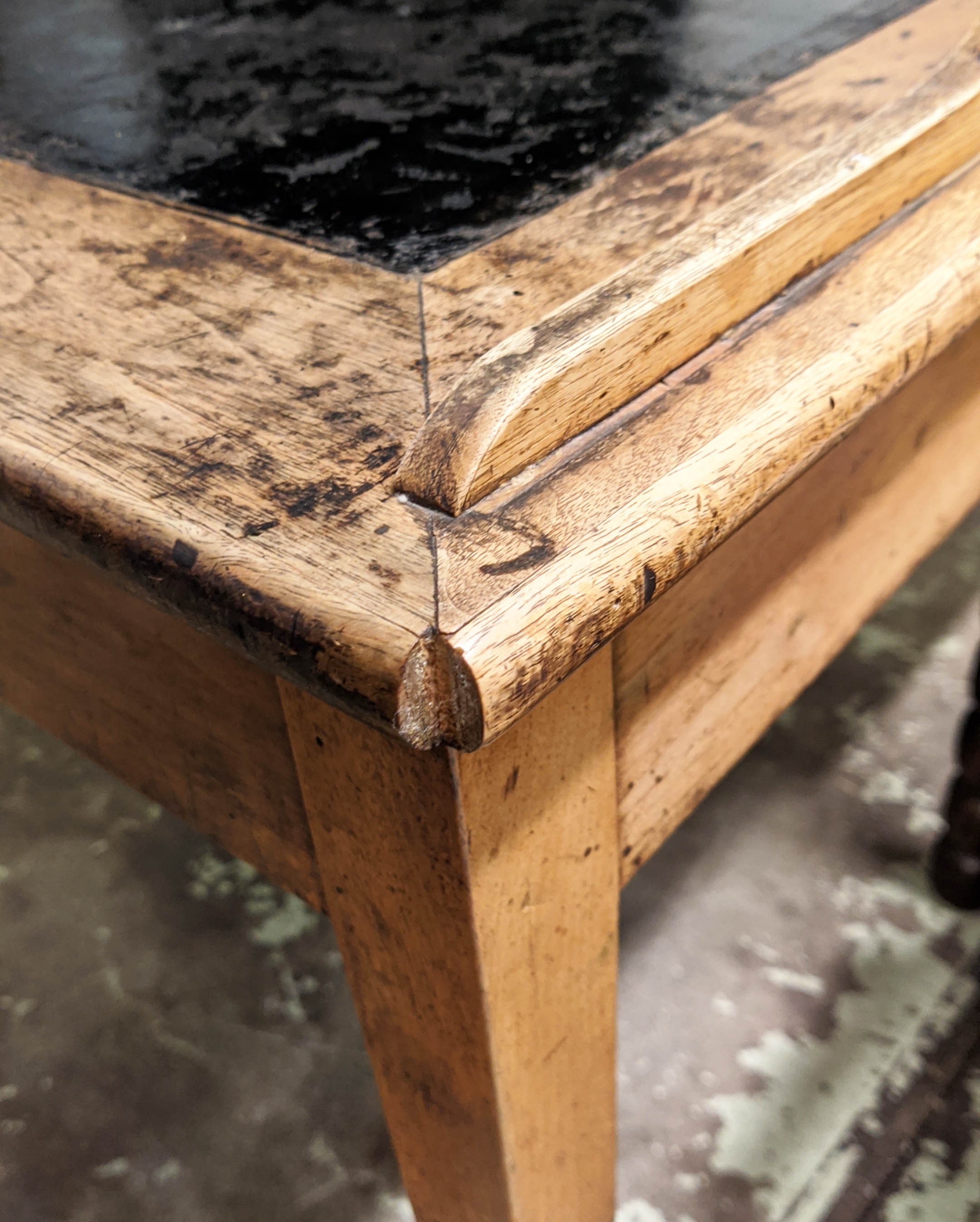 WRITING TABLE, 111cm W x 64cm D x 85cm H, 19th century French walnut with a shaped gallery and black - Image 4 of 6