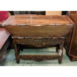 A FRENCH WALNUT DOUGH BIN, late 18th/early 19th century lidded top carved frieze drawer to base,