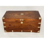 TRUNK, 19th century Chinese export camphorwood and brass bound with rising lid and carrying handles,