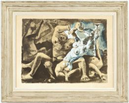 PABLO PICASSO, Bacchanale, pochoir and lithograph edition 200, 1975 stamped signature, embossed