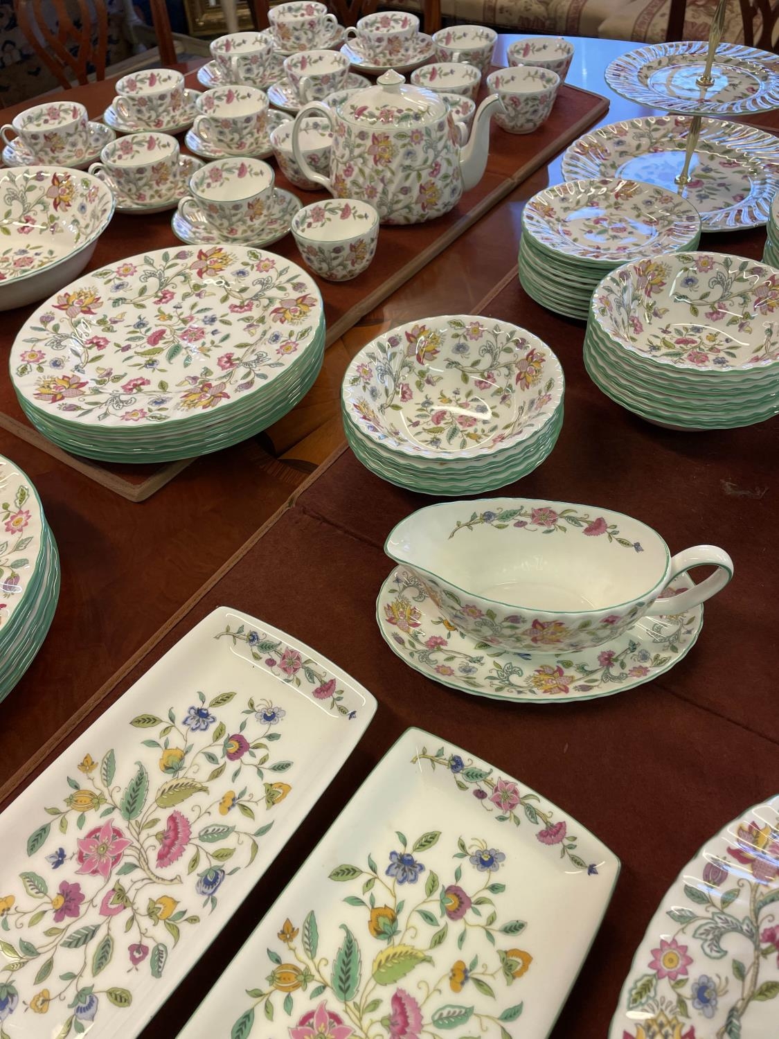 MINTON DINNER SERVICE, 'Haddon Hall' pattern, including fifteen dinner plates, fifteen bowls, - Image 6 of 6