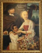 AFTER MIGUEL CABRERA, De Espanol y Albina', oil on canvas, 128cm x 97cm, in decorative gilt frame.