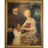 AFTER MIGUEL CABRERA, De Espanol y Albina', oil on canvas, 128cm x 97cm, in decorative gilt frame.