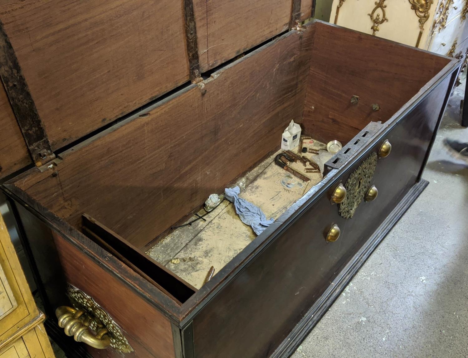 TRUNK, 172cm W x 67cm H x 73cm D late 18th/early 19th century Ceylonese hardwood and ebony of - Image 5 of 7