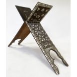 KORAN STAND, 19th century Moorish hardwood, profusely inset with mother of pearl and bone, 96cm W