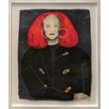 JANE CATTLIN (b.1941), 'Grace', acrylic on paper, 92cm x 72cm H, framed.