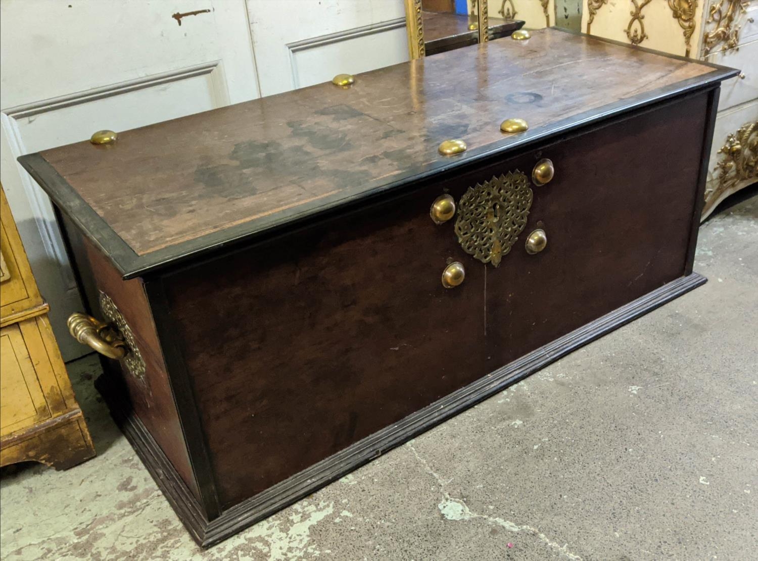 TRUNK, 172cm W x 67cm H x 73cm D late 18th/early 19th century Ceylonese hardwood and ebony of