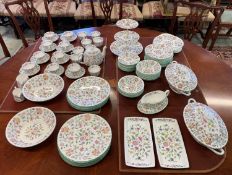 MINTON DINNER SERVICE, 'Haddon Hall' pattern, including fifteen dinner plates, fifteen bowls,