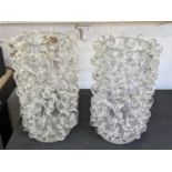 VASES, a pair, glass of squiggle form, 36cm H x 23cm. (2)