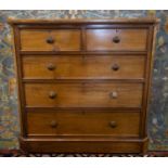 CHEST, 122cm x 122cm W x 54cm D, Victorian mahogany of five drawers.