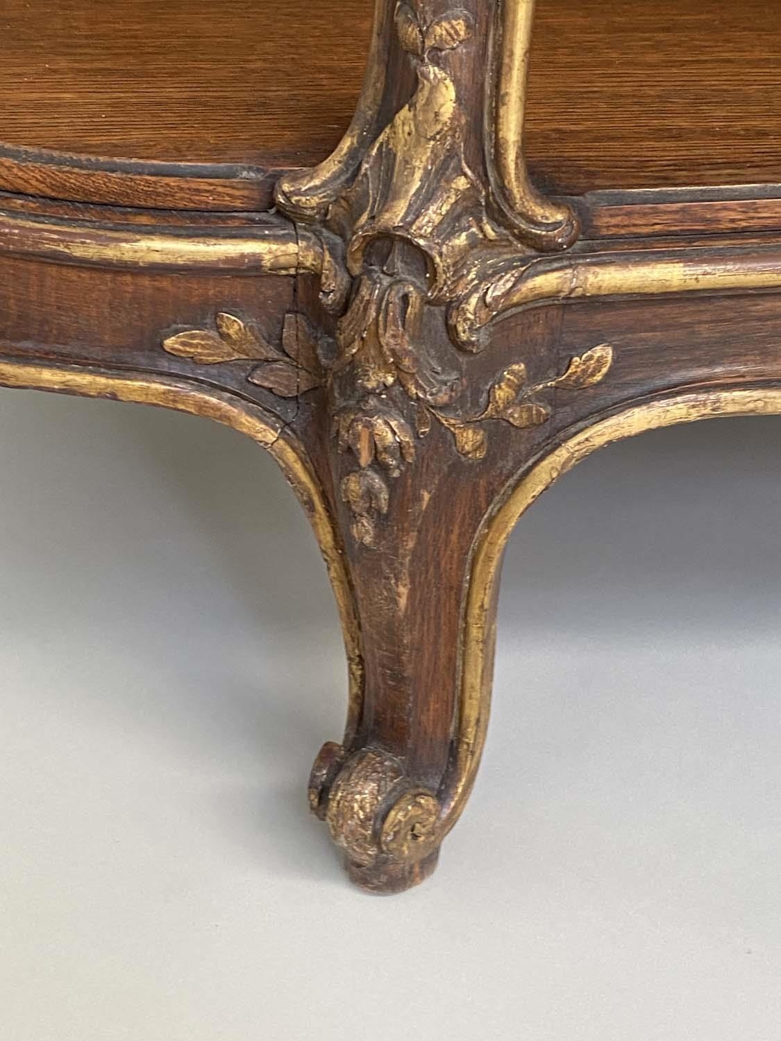 CONSOLE SERVING TABLE, 19th century French carved giltwood and rosewood wood grained with breche - Image 3 of 8