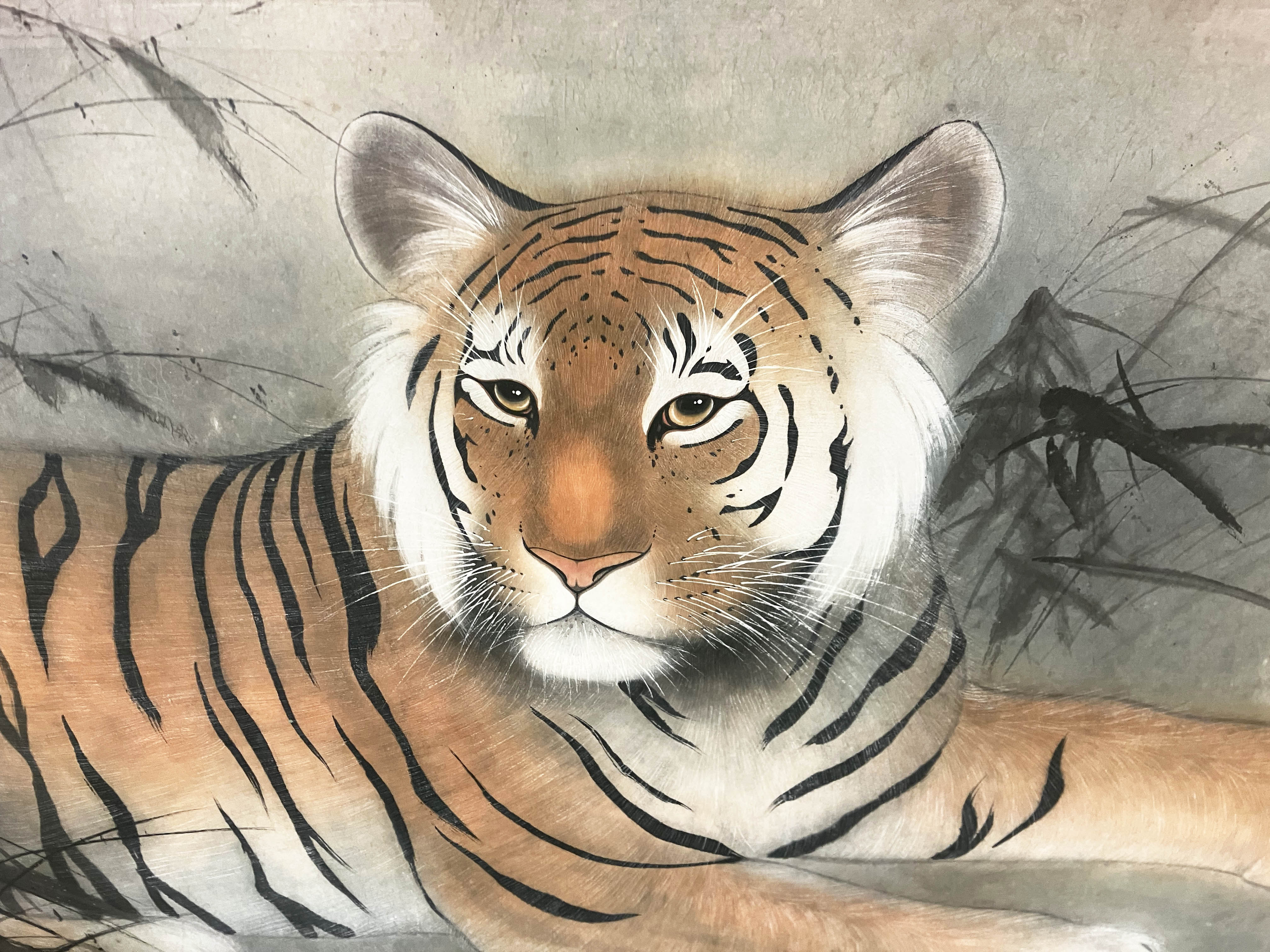 ZHAO KEI (China, early/mid 20th century), 'Tiger', watercolour, 60cm x 110cm, signed with symbols, - Image 3 of 3