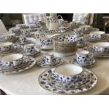 DINNER SERVICE, English Fine Bone China spode ' blue colonel', twelve place, eight piece settings,