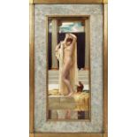 AFTER FREDERIC LEIGHTON, 'The Bath of Psyche', oil on canvas, 76cm x 27cm, framed.