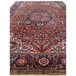 ANTIQUE PERSIAN HERIZ CARPET, 380cm x 300cm.