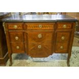 COMMODE, 91cm H x 122cm x 59cm, Transitional tulipwood, parquetry and gilt bronze mounted, circa