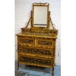 DRESSING CHEST, 164cm H x 94cm W x 48cm D, Victorian bamboo and later butterfly decoupage