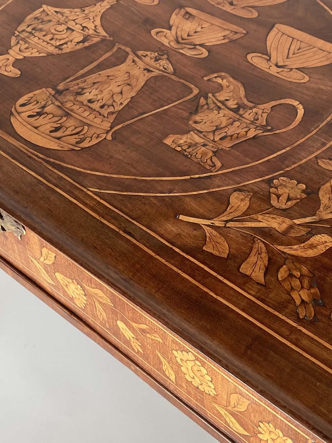 DUTCH SIDE TABLE, 19th century mahogany and satinwood foliate marquetry, rectangular lipped with - Image 3 of 7