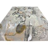 FINE CONTEMPORARY ABSTRACT WOOL AND BAMBOO SILK CARPET, 367cm x 276cm.