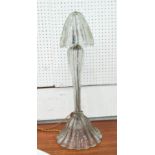 MURANO TABLE LAMP, glass, 63cm H, of mushroom form.