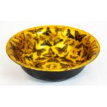 BUTTERFLIES BOWL, 18cm H x 60c m D, gilt and black painted metal with Lepidoptera decoupage.