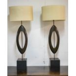 PORTA ROMANA MANHATTAN LAMPS, a pair, 117cm H x 44cm W overall, with Porta Romana shades. (2)