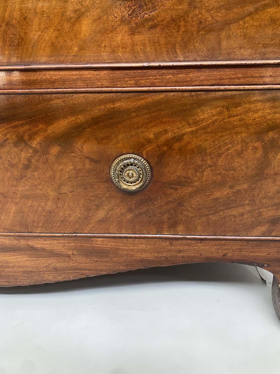 LINEN PRESS, Regency flame mahogany, scroll cornice above two panelled doors (original slide - Image 4 of 4