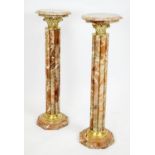 PEDESTALS, 103cm H x 30cm, a pair, marble and brass mounted. (2)